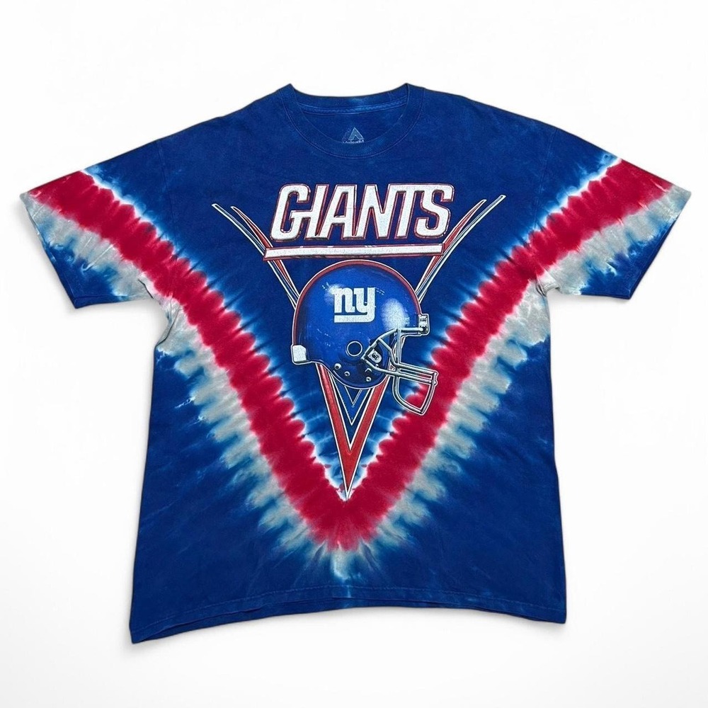 Majestic New York Giants T-Shirt Mens XL Tie Dye Helmet Graphic NFL Football